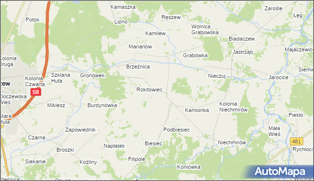 mapa Gronów gmina Burzenin, Gronów gmina Burzenin na mapie Targeo