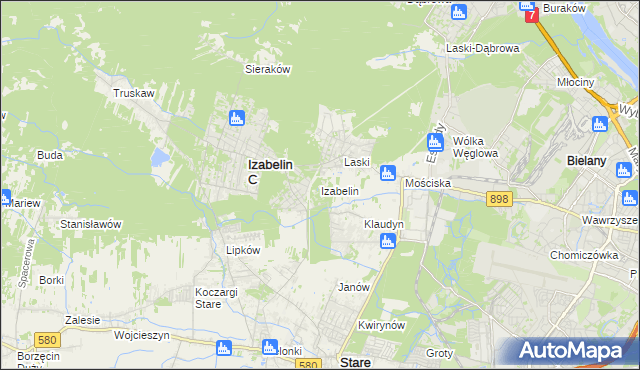 mapa Izabelin powiat warszawski zachodni, Izabelin powiat warszawski zachodni na mapie Targeo