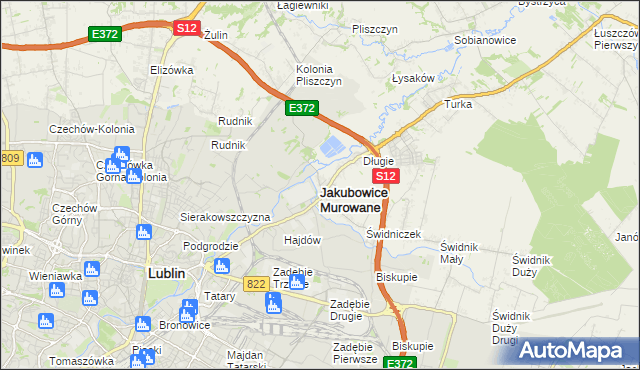mapa Jakubowice Murowane, Jakubowice Murowane na mapie Targeo