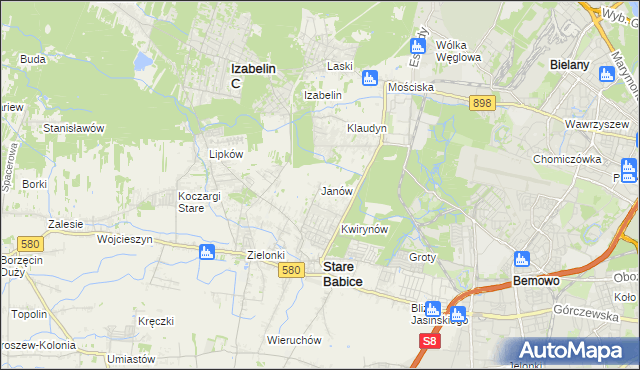 mapa Janów gmina Stare Babice, Janów gmina Stare Babice na mapie Targeo