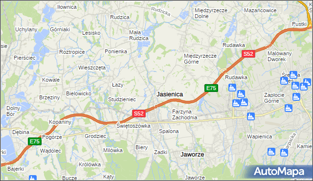 mapa Jasienica powiat bielski, Jasienica powiat bielski na mapie Targeo