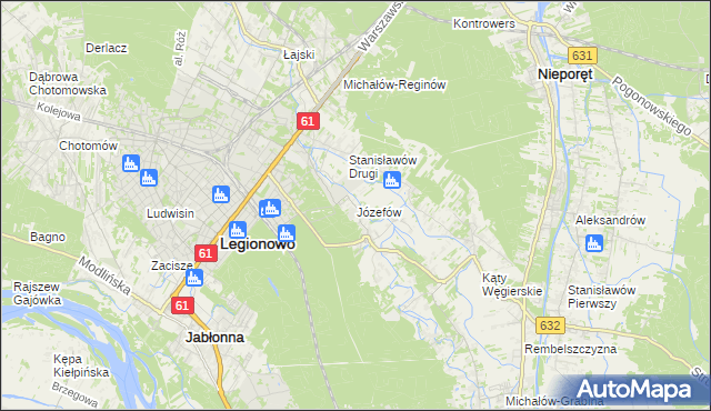 mapa Józefów gmina Nieporęt, Józefów gmina Nieporęt na mapie Targeo