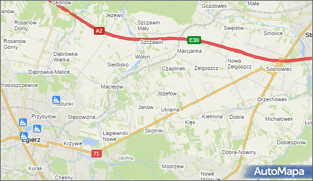 mapa Józefów gmina Zgierz, Józefów gmina Zgierz na mapie Targeo