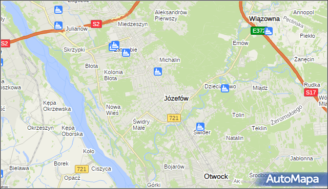 mapa Józefów powiat otwocki, Józefów powiat otwocki na mapie Targeo