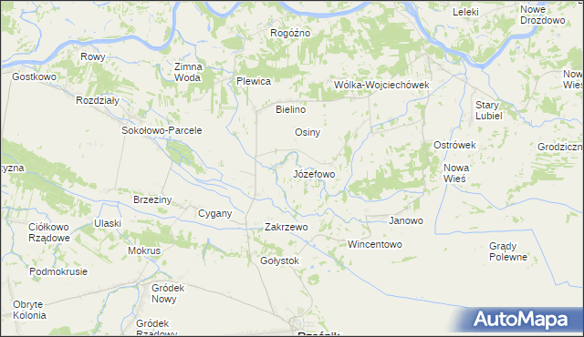 mapa Józefowo gmina Rząśnik, Józefowo gmina Rząśnik na mapie Targeo