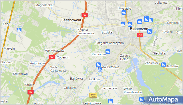 mapa Kamionka gmina Piaseczno, Kamionka gmina Piaseczno na mapie Targeo