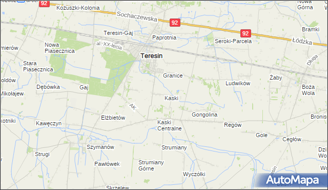 mapa Kaski gmina Baranów, Kaski gmina Baranów na mapie Targeo