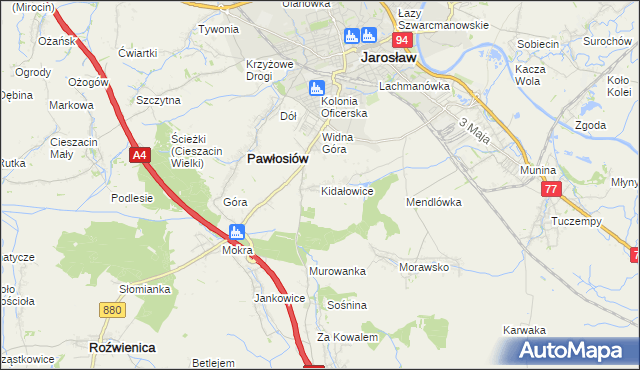 mapa Kidałowice, Kidałowice na mapie Targeo