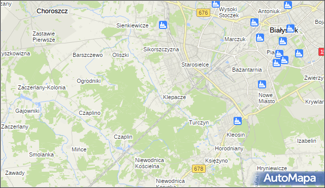 mapa Klepacze gmina Choroszcz, Klepacze gmina Choroszcz na mapie Targeo