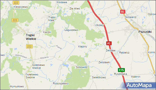 mapa Klępiny, Klępiny na mapie Targeo