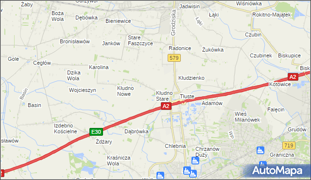 mapa Kłudno Stare, Kłudno Stare na mapie Targeo