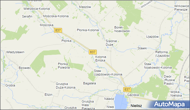 mapa Kolonia Emska, Kolonia Emska na mapie Targeo