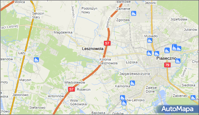 mapa Kolonia Lesznowola, Kolonia Lesznowola na mapie Targeo