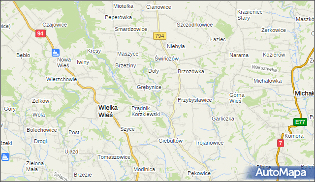 mapa Korzkiew, Korzkiew na mapie Targeo