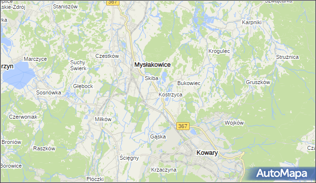 mapa Kostrzyca, Kostrzyca na mapie Targeo