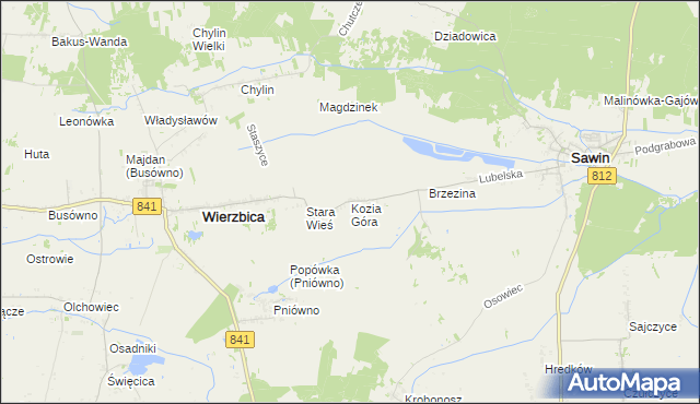 mapa Kozia Góra gmina Wierzbica, Kozia Góra gmina Wierzbica na mapie Targeo