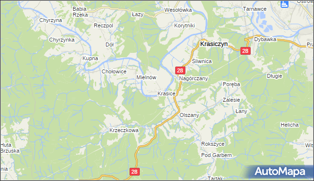 mapa Krasice gmina Krasiczyn, Krasice gmina Krasiczyn na mapie Targeo