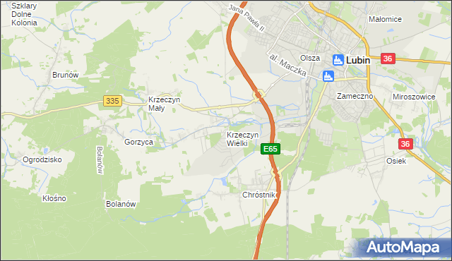 mapa Krzeczyn Wielki, Krzeczyn Wielki na mapie Targeo