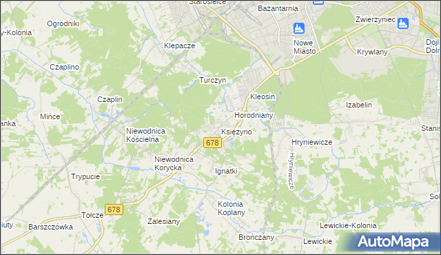 mapa Księżyno, Księżyno na mapie Targeo