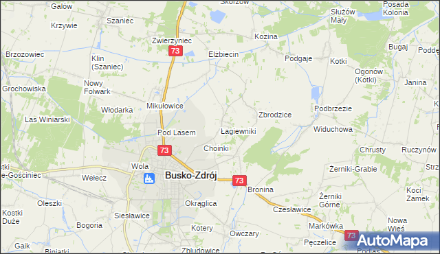 mapa Łagiewniki gmina Busko-Zdrój, Łagiewniki gmina Busko-Zdrój na mapie Targeo