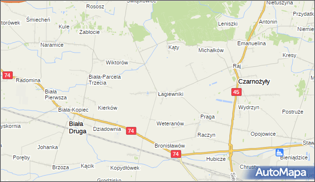 mapa Łagiewniki gmina Czarnożyły, Łagiewniki gmina Czarnożyły na mapie Targeo