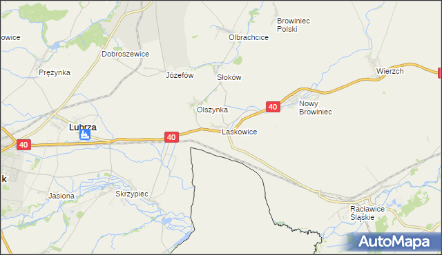 mapa Laskowice gmina Lubrza, Laskowice gmina Lubrza na mapie Targeo