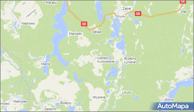 mapa Lipowo Kurkowskie, Lipowo Kurkowskie na mapie Targeo