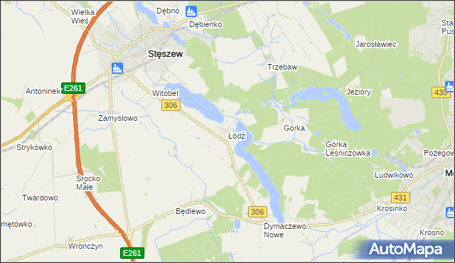 mapa Łódź gmina Stęszew, Łódź gmina Stęszew na mapie Targeo
