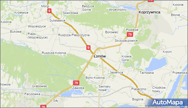 mapa Łoniów-Kolonia, Łoniów-Kolonia na mapie Targeo