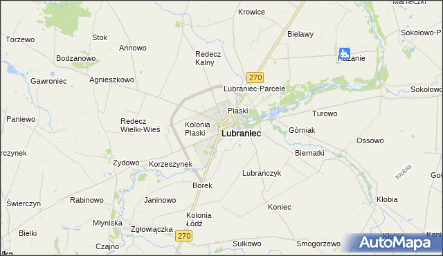 mapa Lubraniec, Lubraniec na mapie Targeo