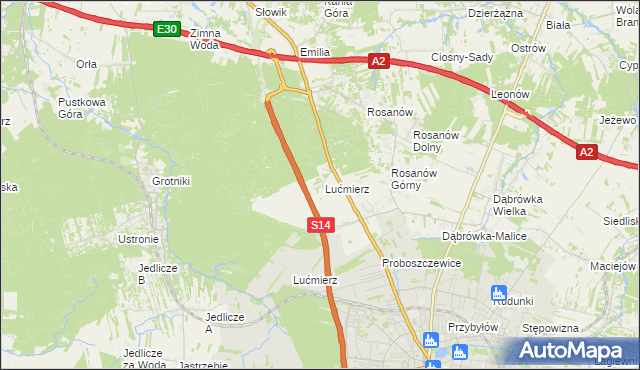 mapa Lućmierz-Ośrodek, Lućmierz-Ośrodek na mapie Targeo