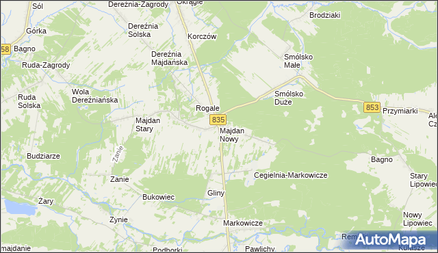 mapa Majdan Nowy, Majdan Nowy na mapie Targeo