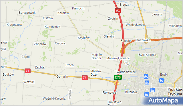 mapa Majków Średni, Majków Średni na mapie Targeo