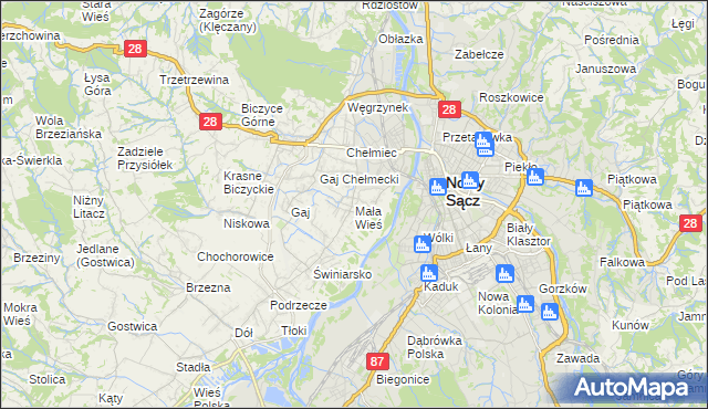 mapa Mała Wieś gmina Chełmiec, Mała Wieś gmina Chełmiec na mapie Targeo