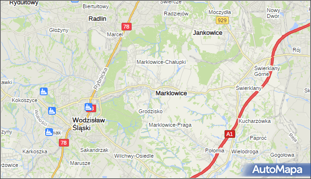 mapa Marklowice, Marklowice na mapie Targeo