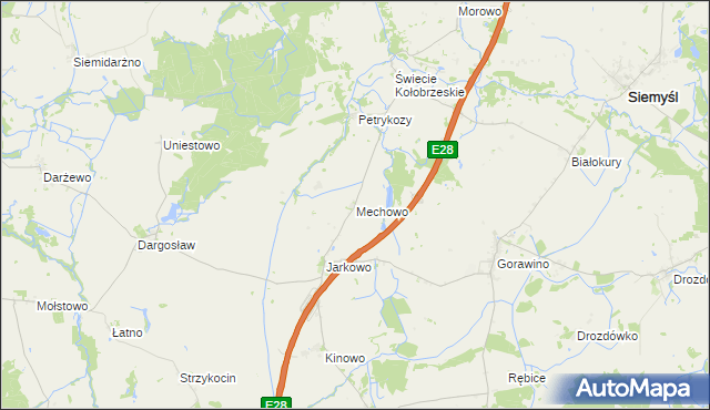 mapa Mechowo gmina Rymań, Mechowo gmina Rymań na mapie Targeo