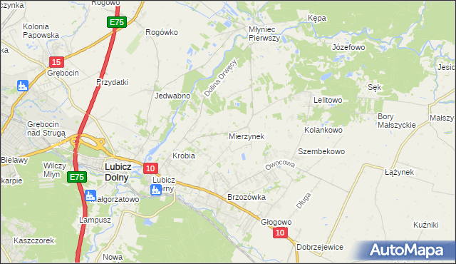 mapa Mierzynek gmina Lubicz, Mierzynek gmina Lubicz na mapie Targeo