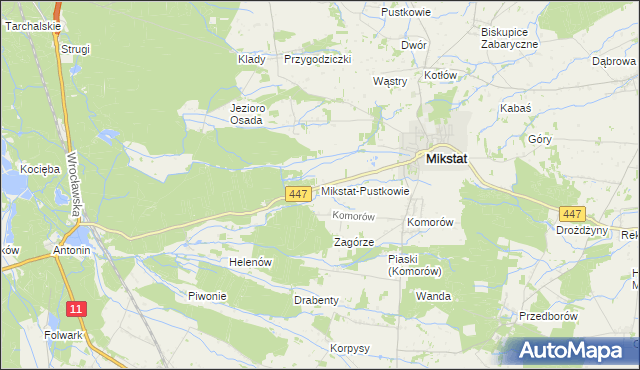 mapa Mikstat-Pustkowie, Mikstat-Pustkowie na mapie Targeo