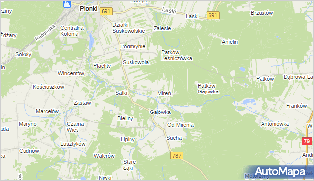 mapa Mireń, Mireń na mapie Targeo