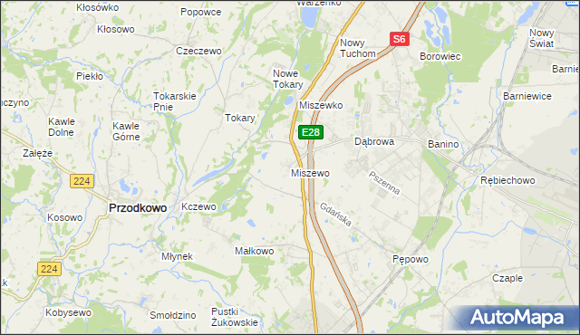 mapa Miszewo gmina Żukowo, Miszewo gmina Żukowo na mapie Targeo