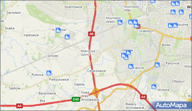 mapa Mokronos Dolny, Mokronos Dolny na mapie Targeo