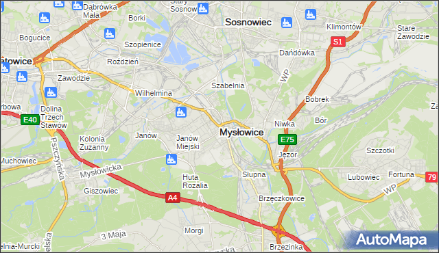 mapa Mysłowice, Mysłowice na mapie Targeo