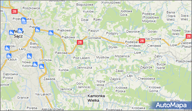 mapa Mystków, Mystków na mapie Targeo