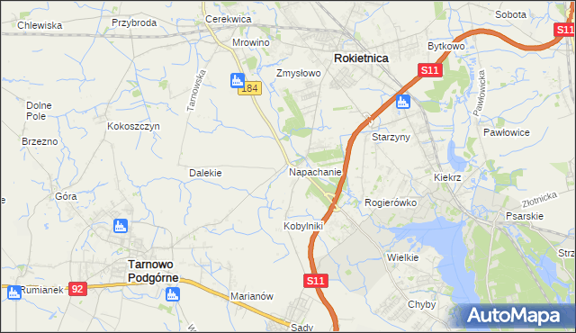 mapa Napachanie, Napachanie na mapie Targeo