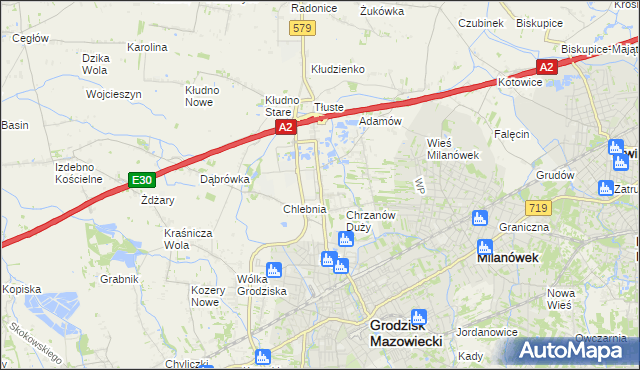 mapa Natolin gmina Grodzisk Mazowiecki, Natolin gmina Grodzisk Mazowiecki na mapie Targeo