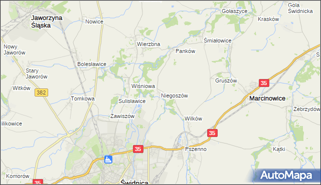 mapa Niegoszów, Niegoszów na mapie Targeo