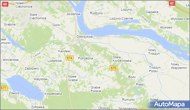 mapa Nowa Korzeniówka, Nowa Korzeniówka na mapie Targeo