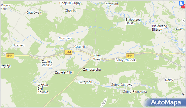 mapa Nowa Wieś gmina Olszewo-Borki, Nowa Wieś gmina Olszewo-Borki na mapie Targeo