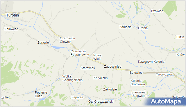 mapa Nowa Wieś gmina Turobin, Nowa Wieś gmina Turobin na mapie Targeo