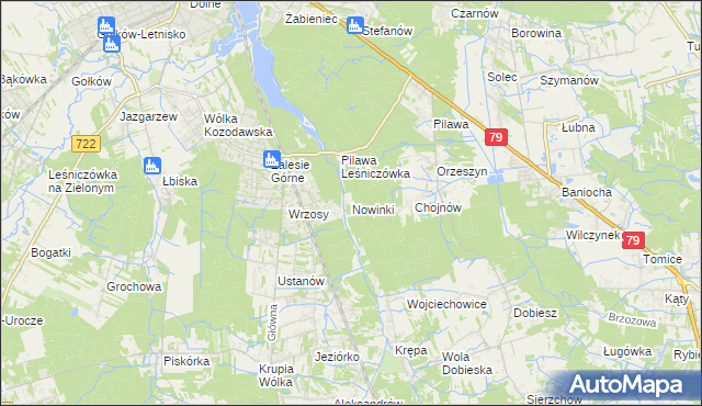 mapa Nowinki gmina Piaseczno, Nowinki gmina Piaseczno na mapie Targeo